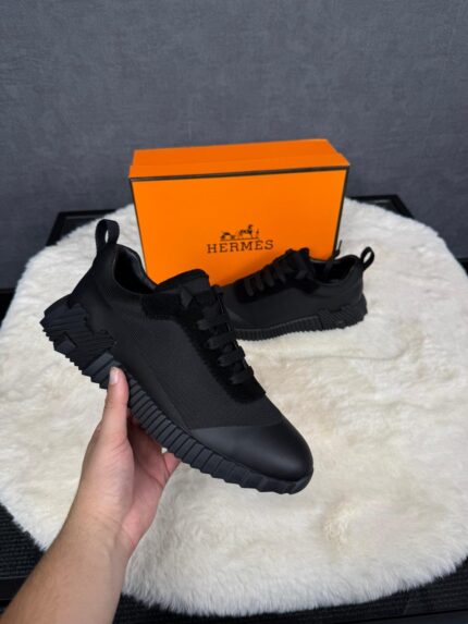 Hermes Bouncing Sneakers Black on Black Leather