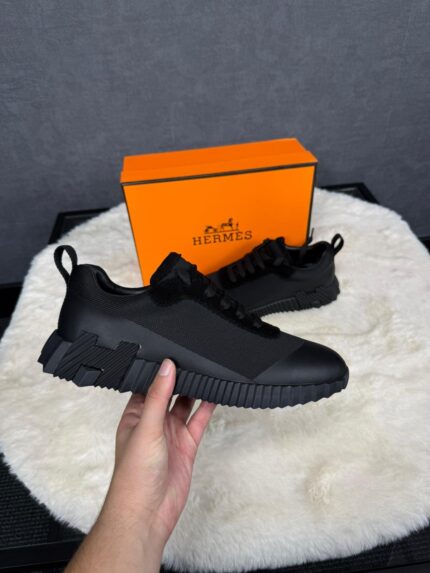 Hermes Bouncing Sneakers Black on Black Leather