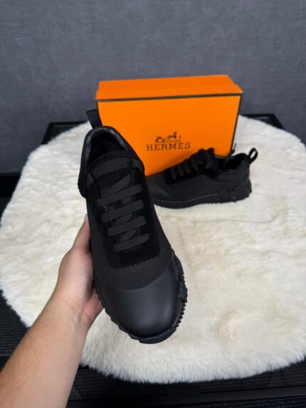 Hermes Bouncing Sneakers Black on Black Leather