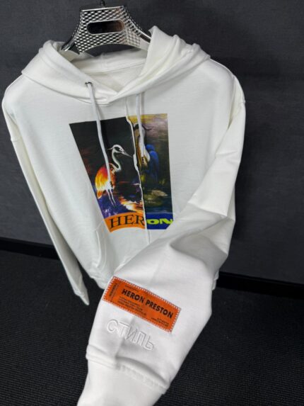 Heron Preston Hoodie White, Double Zwaan
