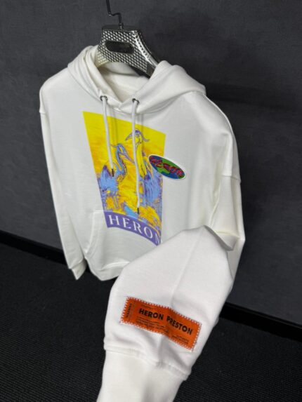 Heron Preston Hoodie White, Gele Zwaan