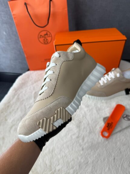 Hermes Bouncing Sneakers Beige, Black Logo